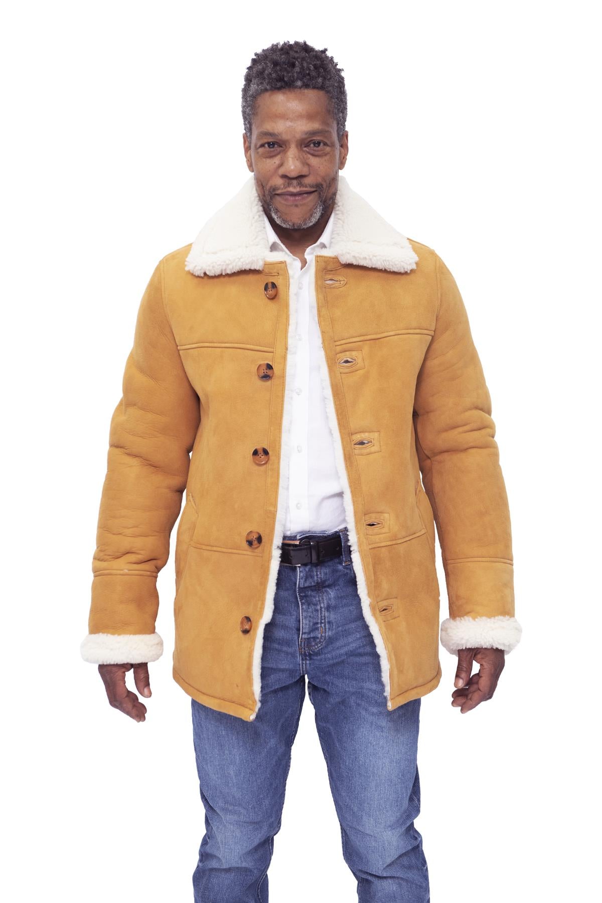 Mens Classic Sheepskin Car Coat-Leyton