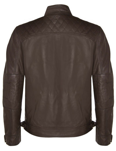 Men's Vintage Leather Quilted Biker Jacket-Monaco