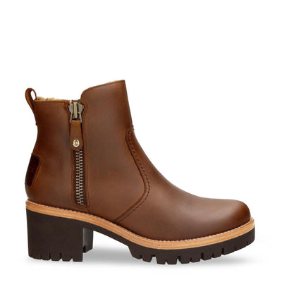 Panama Jack Women's Pauline B9 Bark Waterproof Leather Heeled Ankle Boots