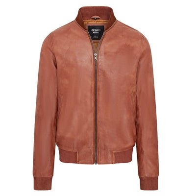 Mens Soft Leather MA-1 Varsity Bomber Jacket