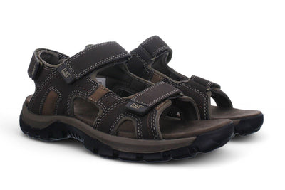 Caterpillar Men's Dark Brown Leather Giles Trekking Sandals