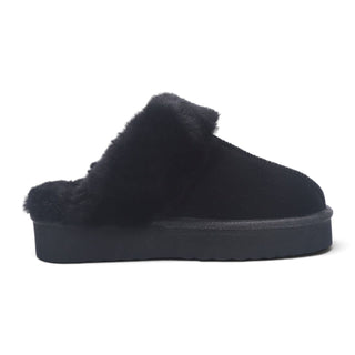 Womens Genuine Sheepskin Fur Mule Winter Slippers