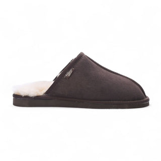 Men's Genuine Sheepskin Brown Suede Mule Winter Warm Non-Slip - Highland