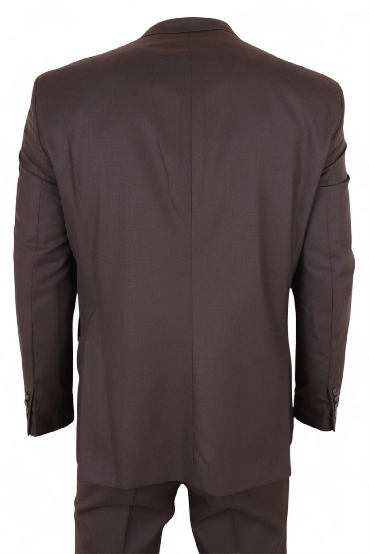 Men's 3 Piece Plain Dark Brown Work Formal Suit