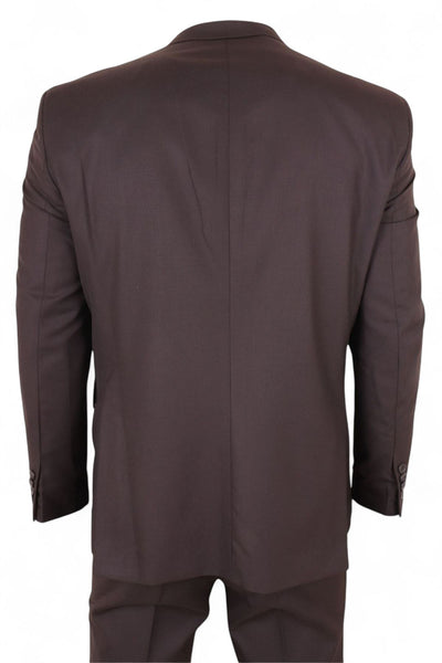 Men's 3 Piece Plain Dark Brown Work Formal Suit