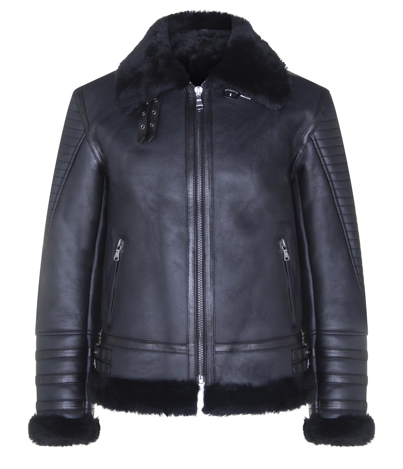 Mens Retro Sheepskin Bomber Jacket-Asheville