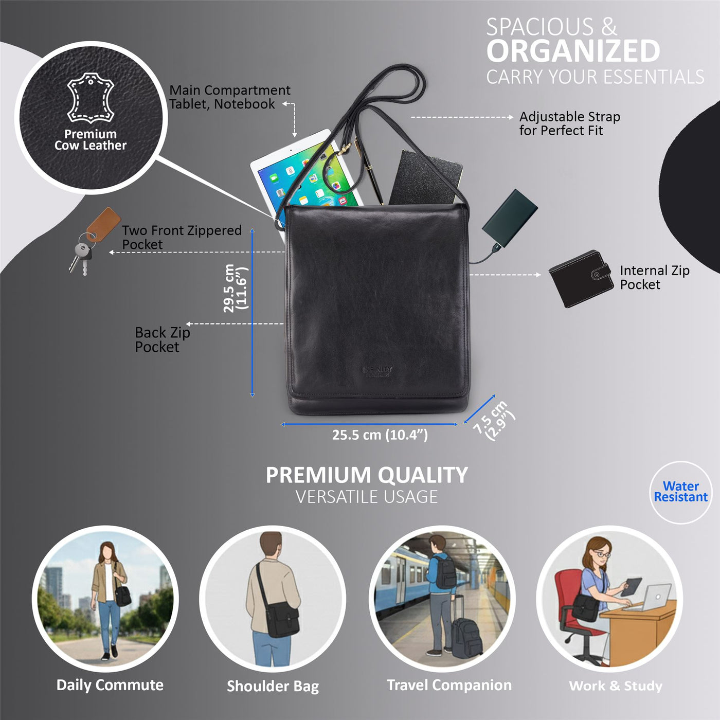 Leather Vintage Messenger Shoulder Crossbody Travel Business Bag - Ranger