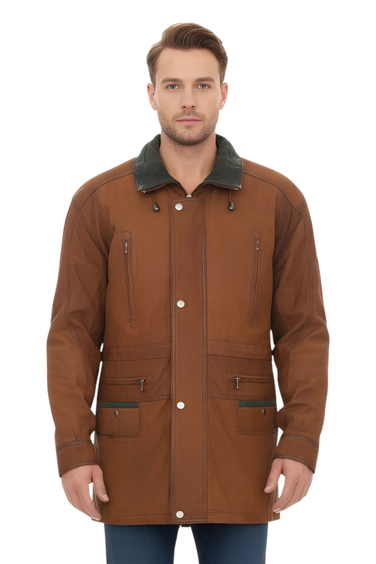 Mens Soft Italian Leather Parka Coat-Winnipeg