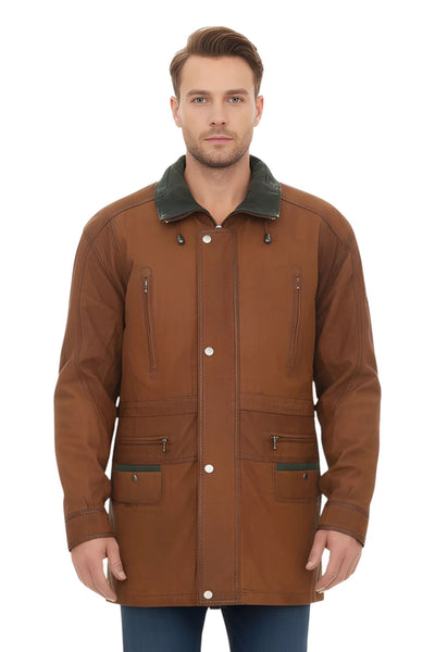 Mens Soft Italian Leather Parka Coat-Winnipeg