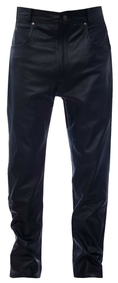 Mens Black '501' Leather Jeans-Montana