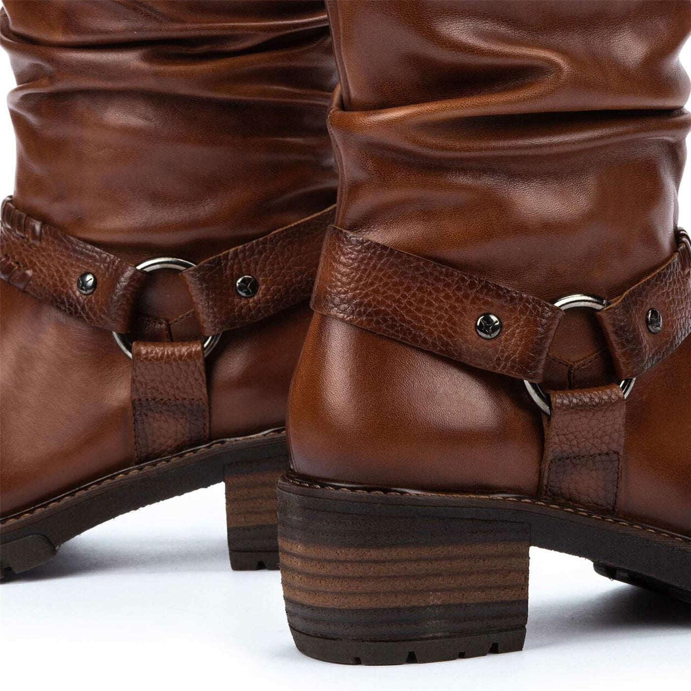 Pikolinos Women's Mid-Calf Cuero Brown Leather Tall Ankle Boots - San Sebastia