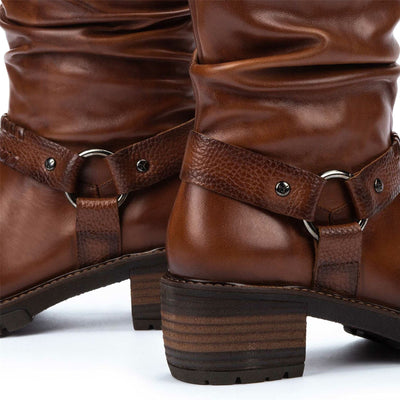 Pikolinos Women's Mid-Calf Cuero Brown Leather Tall Ankle Boots - San Sebastia