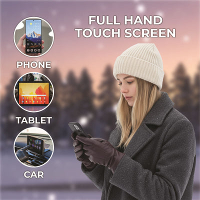 Womens Italian Leather Winter Stitch Line Design Soft Wool Lining Gloves - L-GLV-301