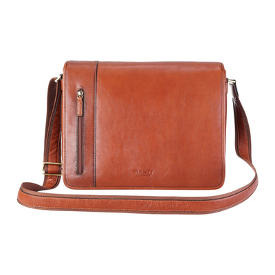 Genuine Leather Laptop Satchel Messenger Shoulder Bag - Astor