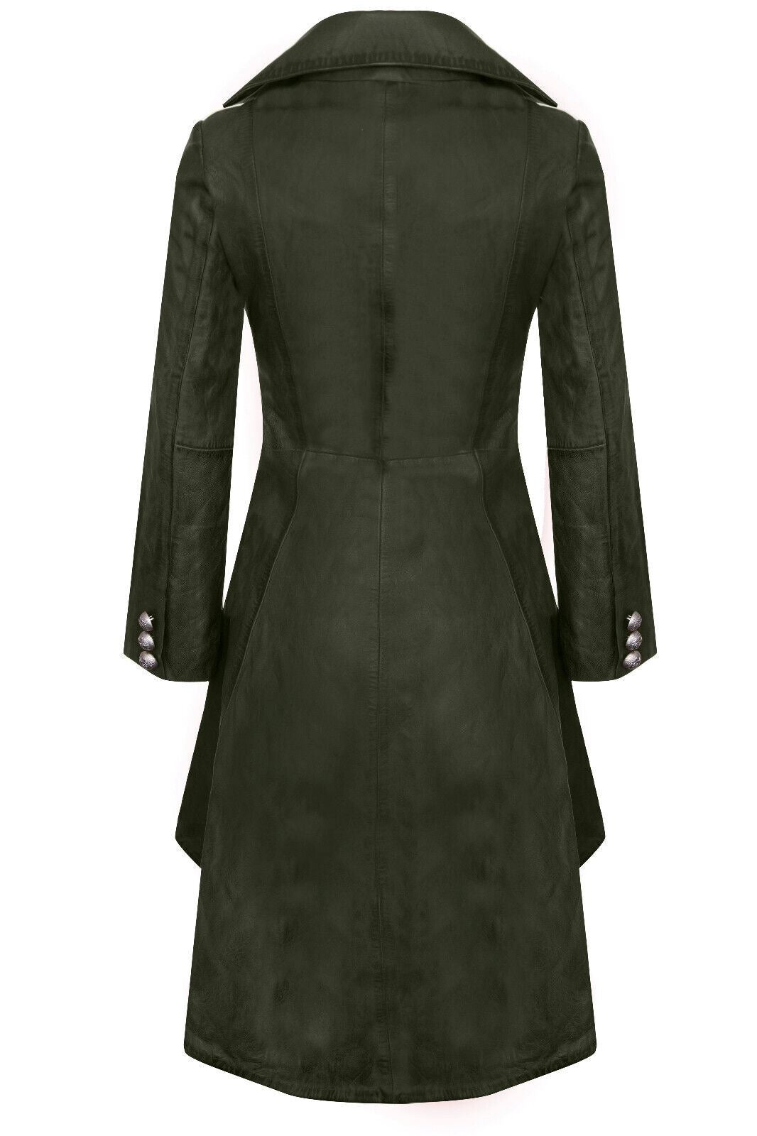 Womens Goth Leather Edwardian Flare Coat-Rushmoor - Upperclass Fashions 