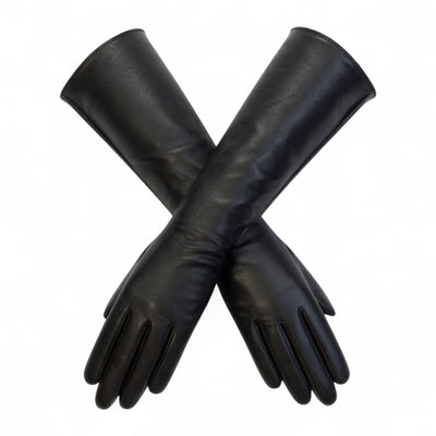 Womens Long Italian Leather Winter Soft Wool Lining Gloves