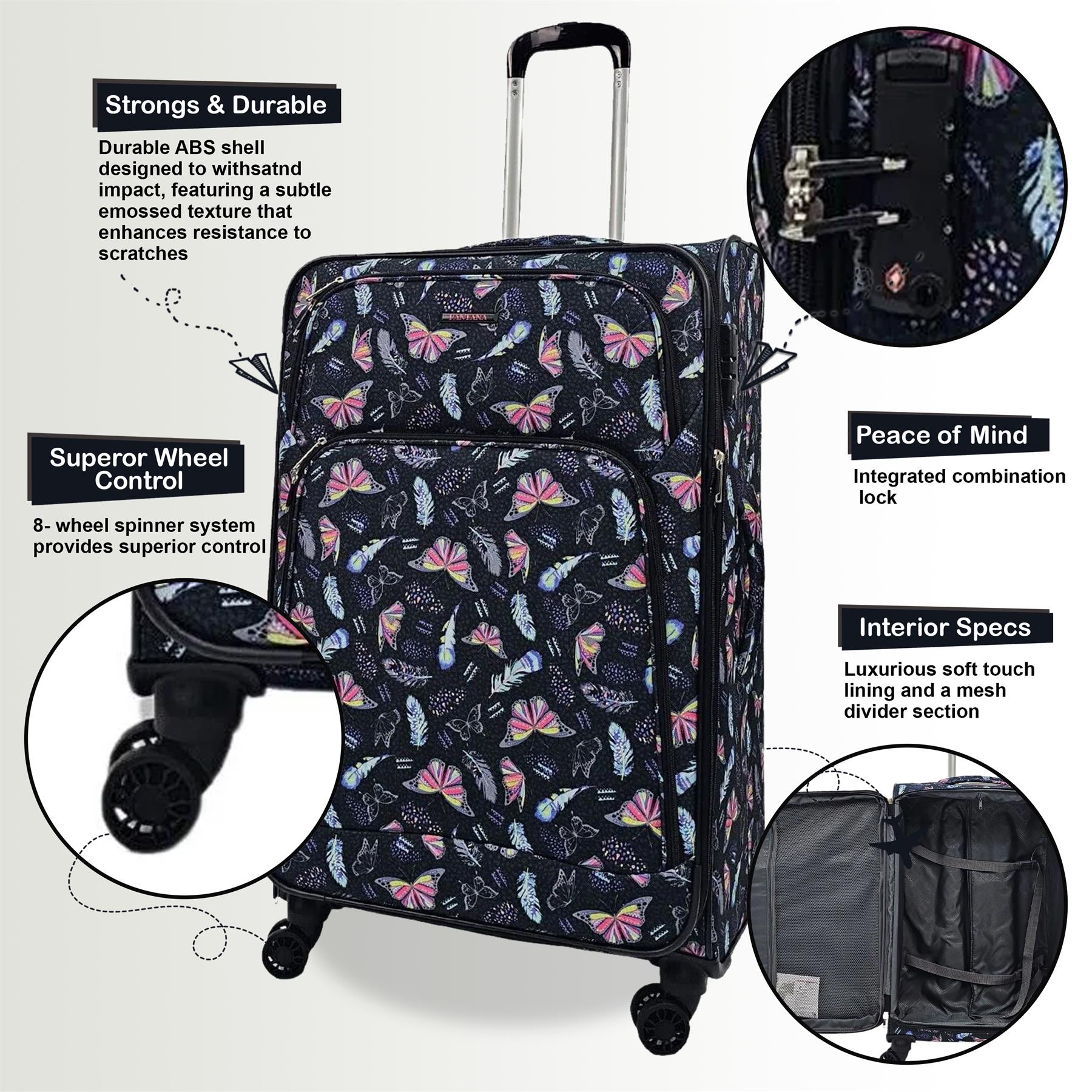 Soft Shell Cabin Suitcase 55 x 37 x 20 cm Lightweight Luggage Suitable ...