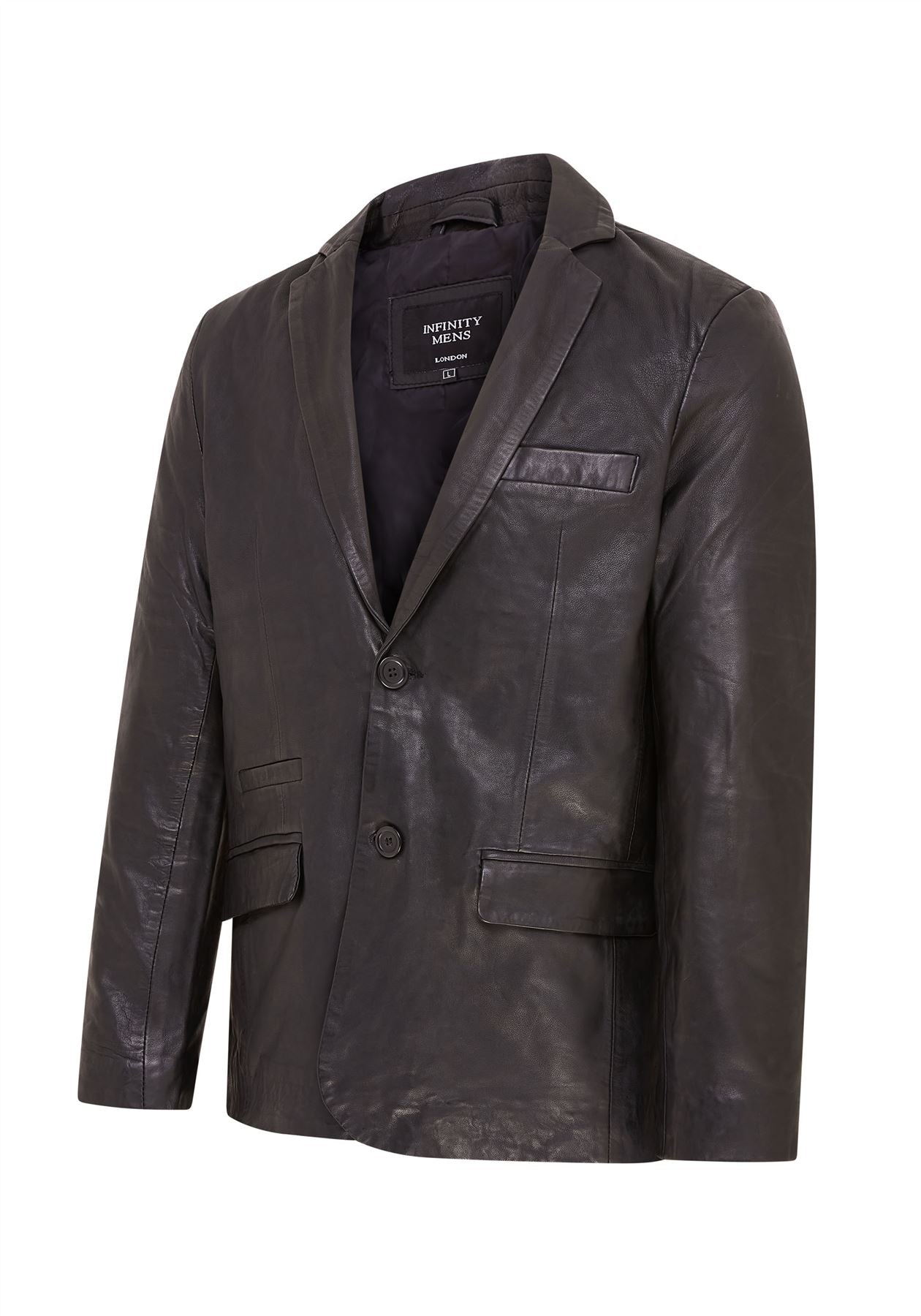 Mens Slim Leather Italian Blazer Jacket-Somero