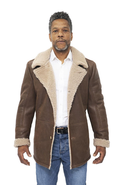 Mens Classic Sheepskin Leather Crombie Jacket-Kimberley