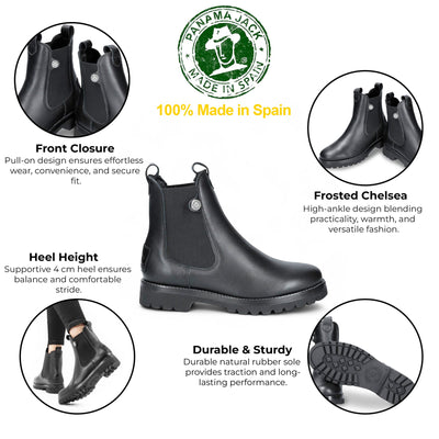 Panama Jack Women's Francesca B1 Black Waterproof Leather Chelsea Boots