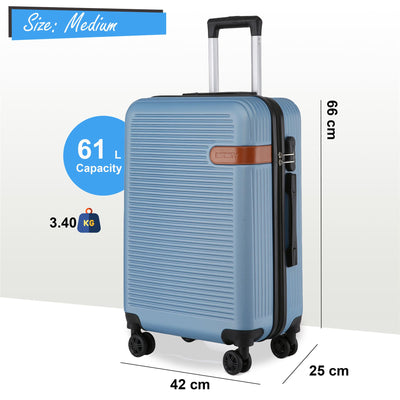 Hard Shell Blue Navy Classic Dual 4 Wheel Luggage Suitcase Set