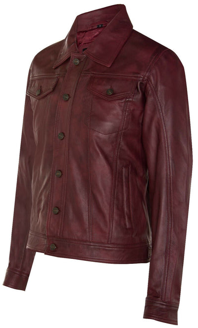 Men’s Retro Leather Trucker Jacket-Constantine