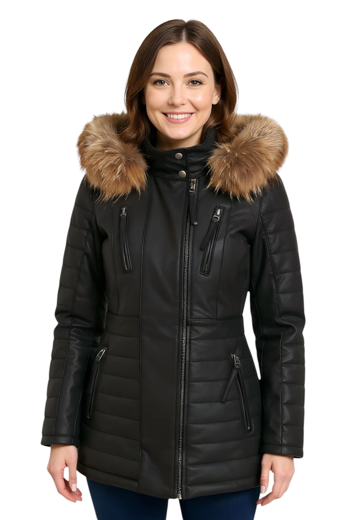 Giacca parka in pelle trapuntata da donna - Curitiba