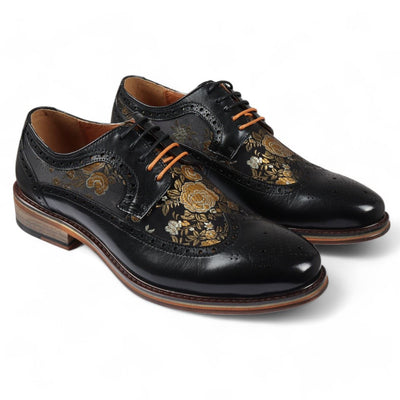 Justin Reess Men's Leather Floral Brogue Shoes - Ross