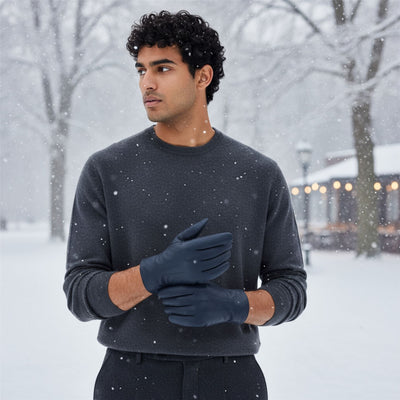Men’s Italian Leather Warm Wool Lining Winter Gloves - M-LGV-305