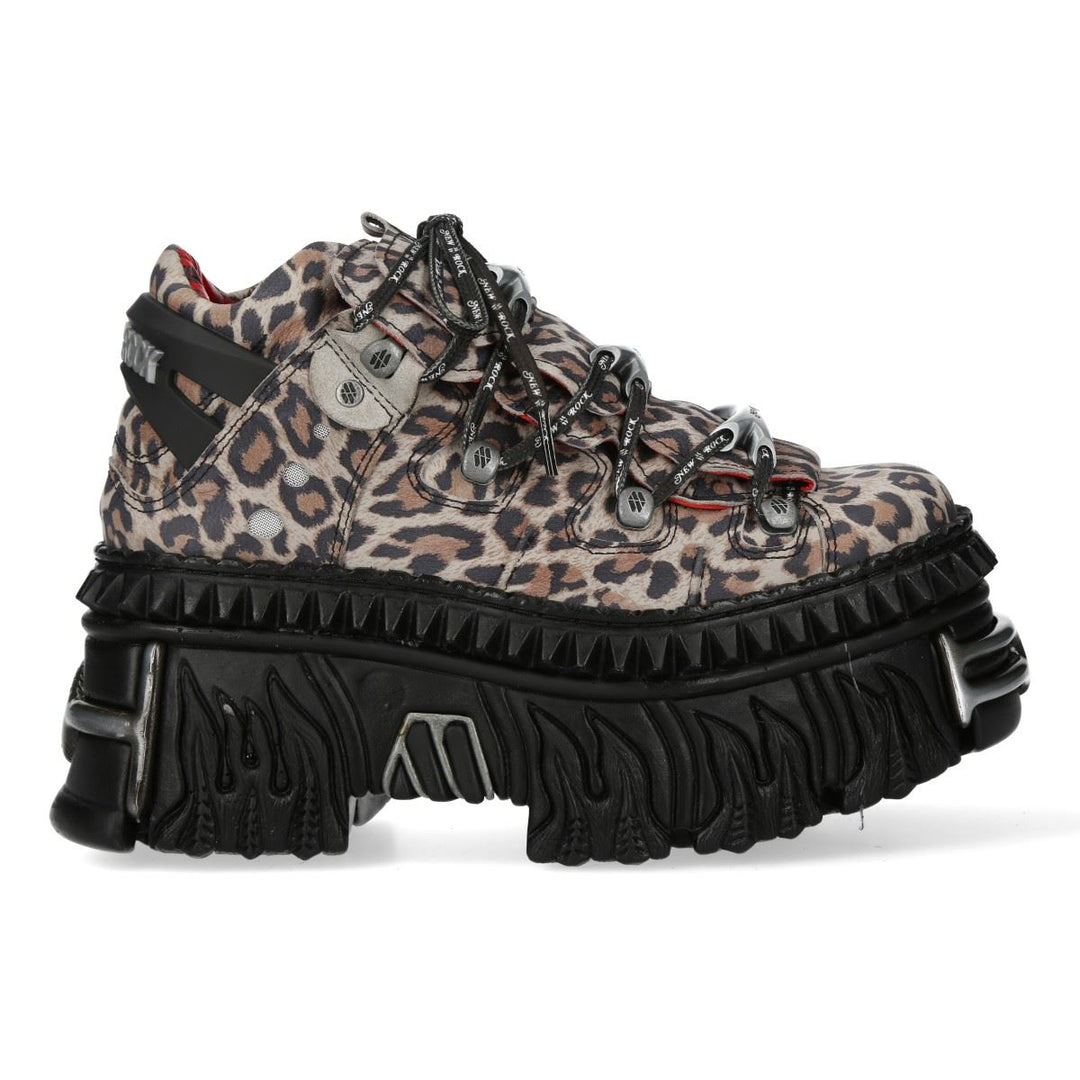 New Rock M-106WALL-C56 Leopard Print Leather Gothic Platform Ankle