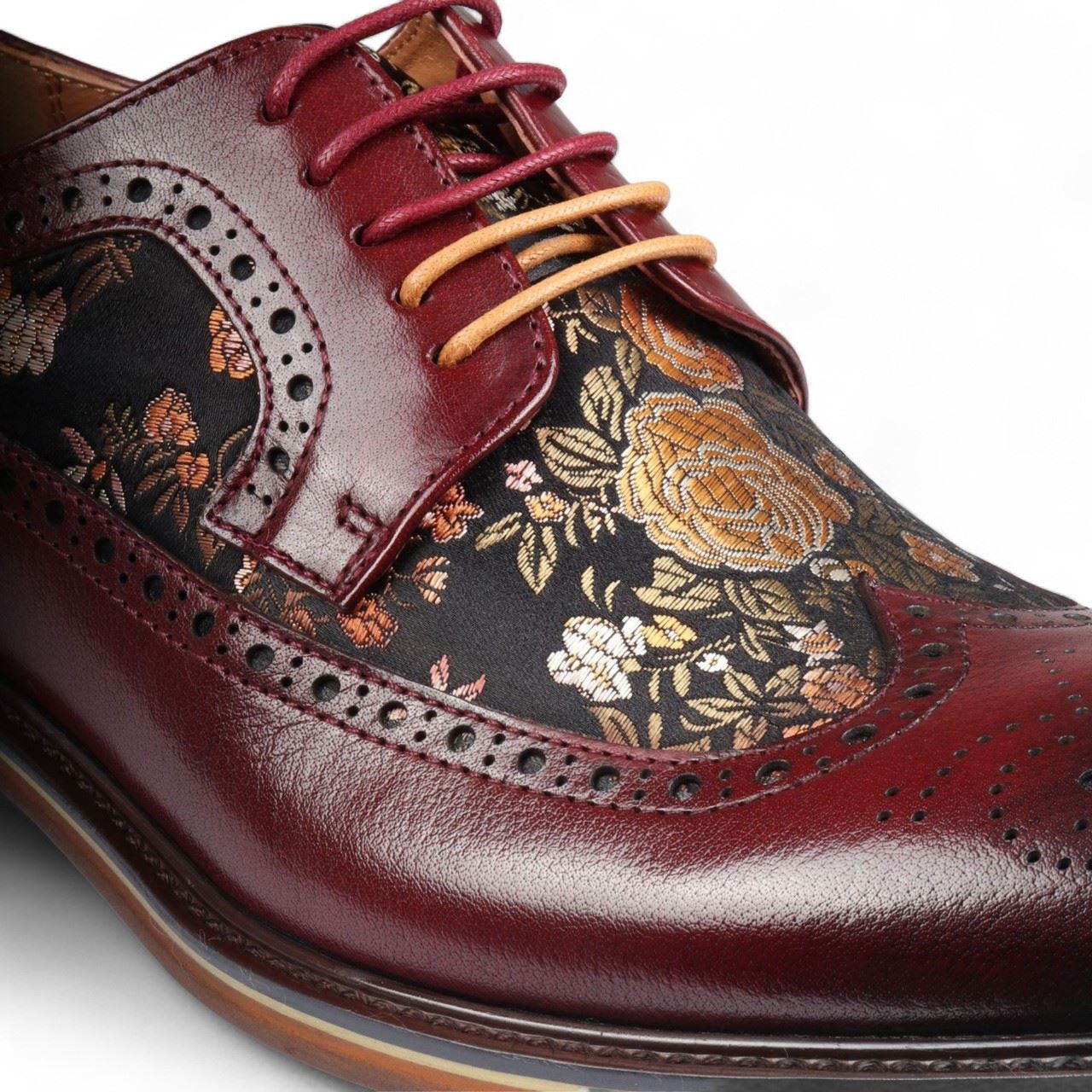 Justin Reess Men's Leather Floral Brogue Shoes - Ross