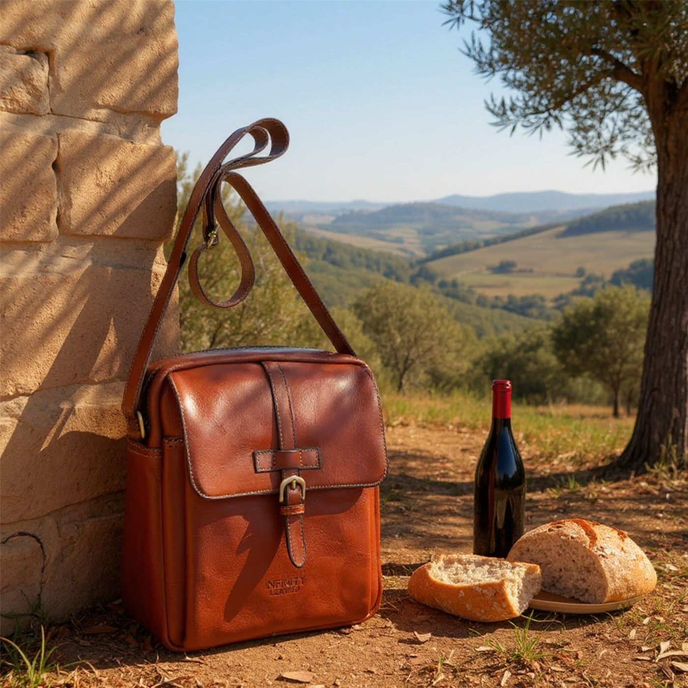 Genuine Leather Vintage Crossbody Messenger Travel Bag - Ashby