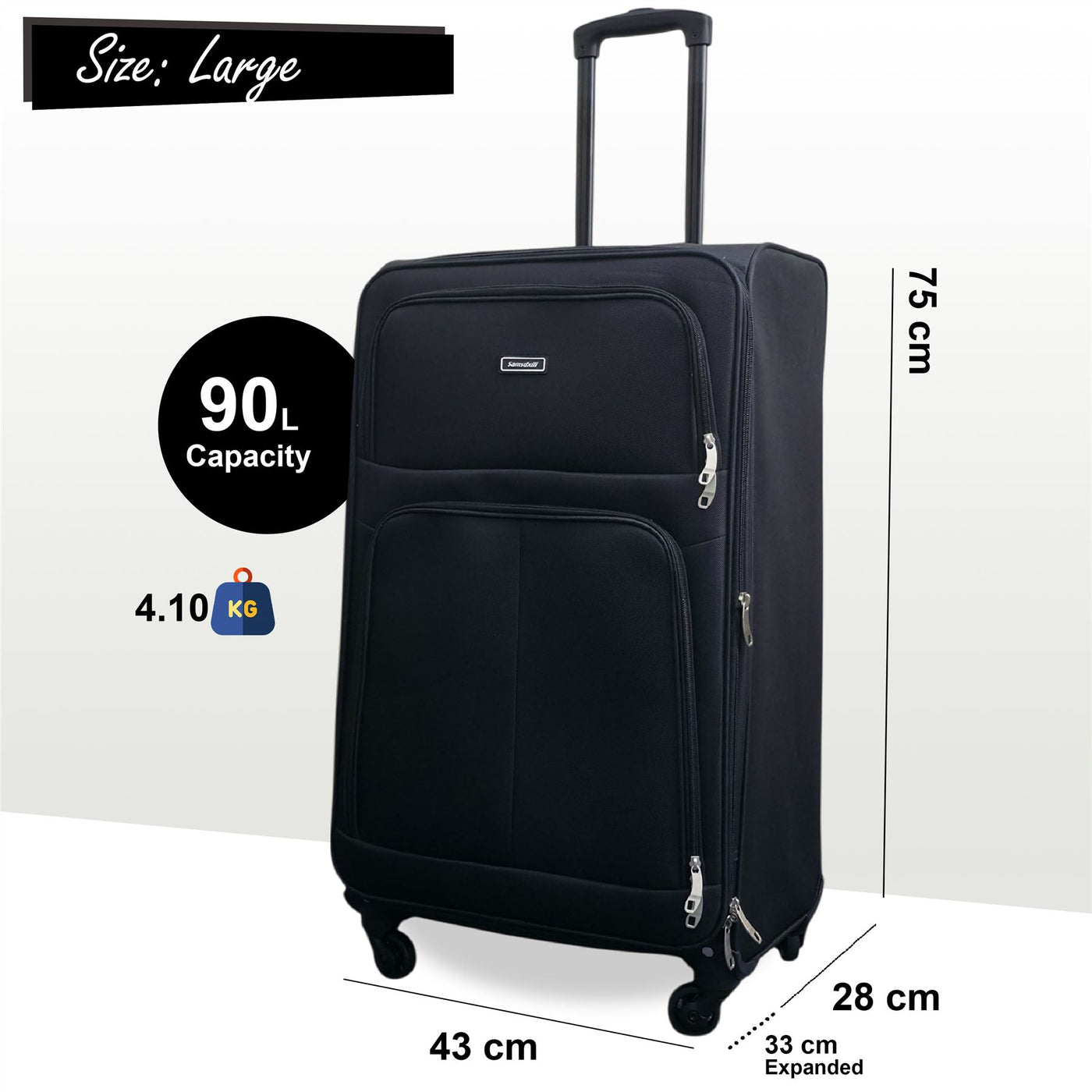 Expandable Soft Shell 4 Wheel Luggage Travel Cabin Suitcase Set Holiday Bags