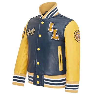 Kids Letterman Leather Varsity College Bomber Jacket 3-13 yrs