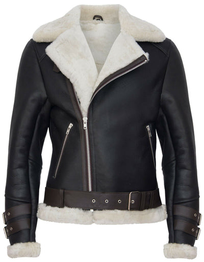 Mens Sheepskin Leather Biker Jacket-Edmonton