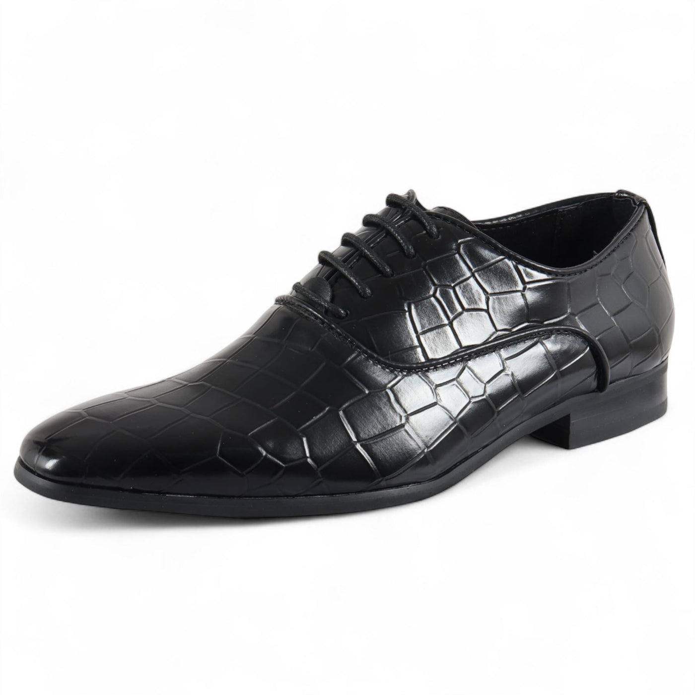 Men's Black Classic Lace-Up Oxford Derby Formal Shoes