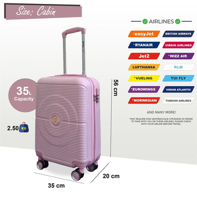 Hard Shell ABS Cabin Suitcase 56 x 35 x 20 cm Luggage Suitable for Easyjet, Ryanair