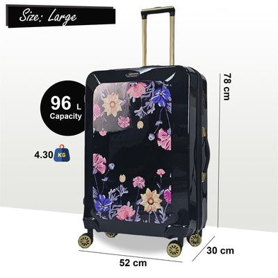 Hard Shell Flower Print Suitcase Luggage Set