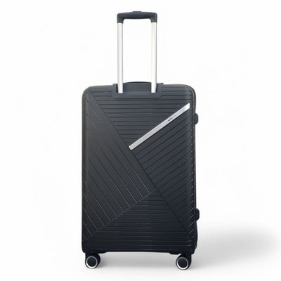 Robust PP Hard Shell Black 8 Wheels Luggage Travel Holiday Cabin Suitcase Set