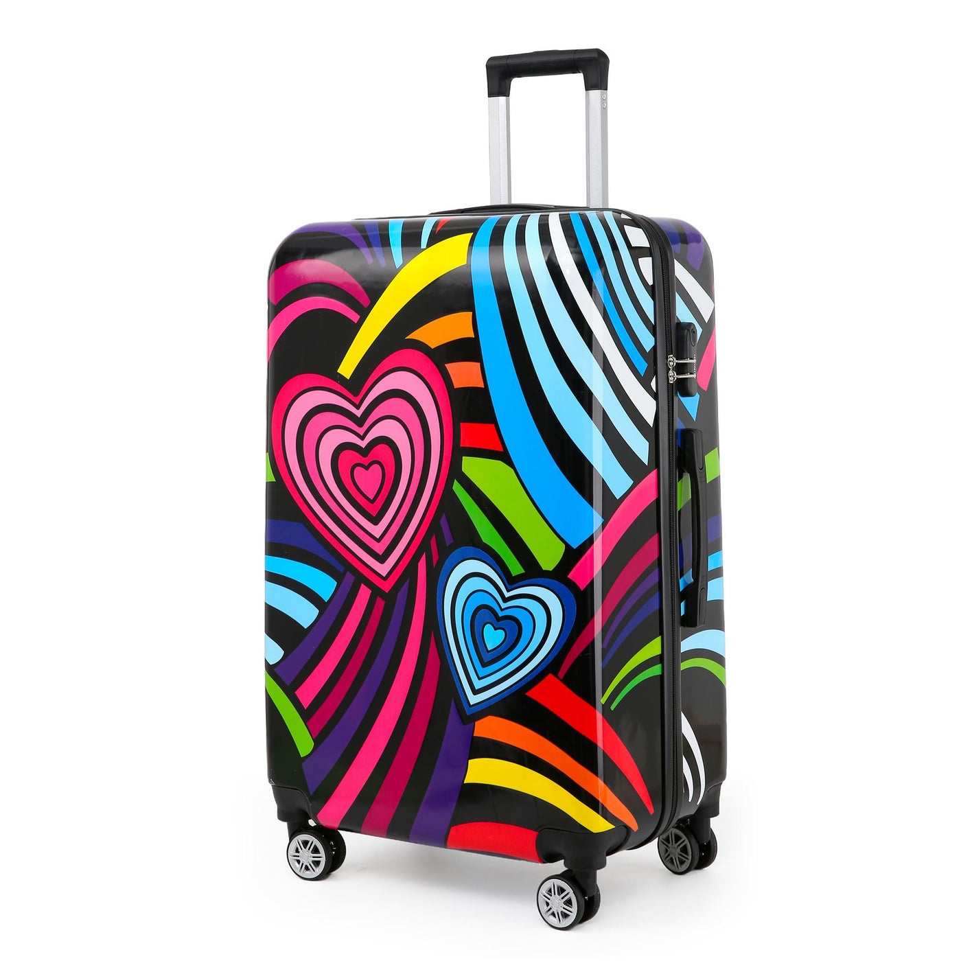 Hardside Shell Suitcase Set Printed Luggage Lightweight Cabin Travel Bag