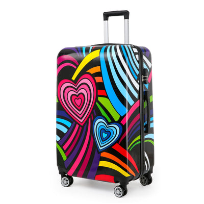 Hardside Shell Suitcase Set Printed Luggage Lightweight Cabin Travel Bag