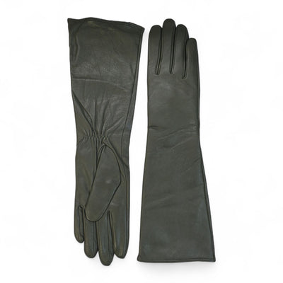 Womens Long Italian Leather Winter Soft Wool Lining Gloves
