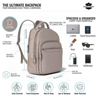 Genuine Leather Vintage Rucksack Laptop Bag Travel Backpack - Capri