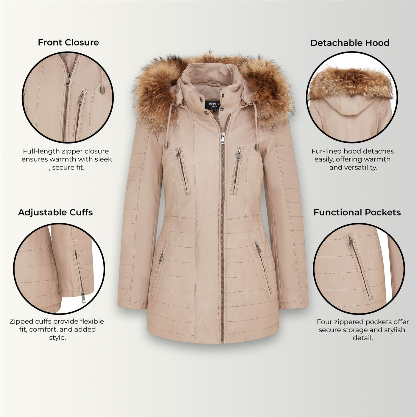 Gesteppte Parkajacke aus Leder für Damen - Curitiba