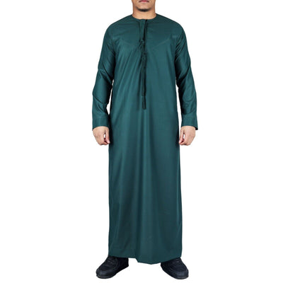 Men's Thobe Emirati Islamic Jubba Robe Eid Tassel Regular Fit