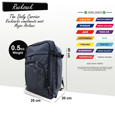 Backpack Rucksack 40x20 x25 cm Underseat Travel Cabin Bag for Easy Jet, Ryanair