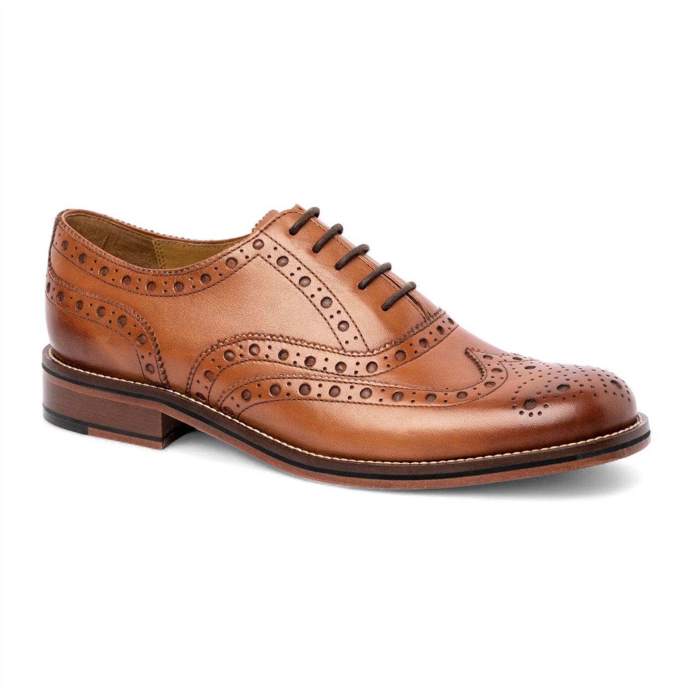 Chapman & Moore Men's Tan Brown Leather Wingtip Brogue Oxford Office Shoes