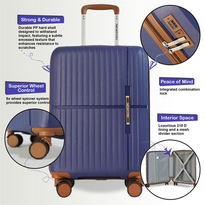 Hard Shell Cabin 37 x 22 x 56 cm PP Luggage Suitcase Suitable for Easyjet, Ryanair