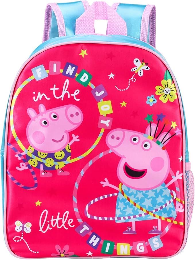 Peppa Pig Girls Backpack Pink Rainbow Adjustable Shoulder Strap Schoolbag