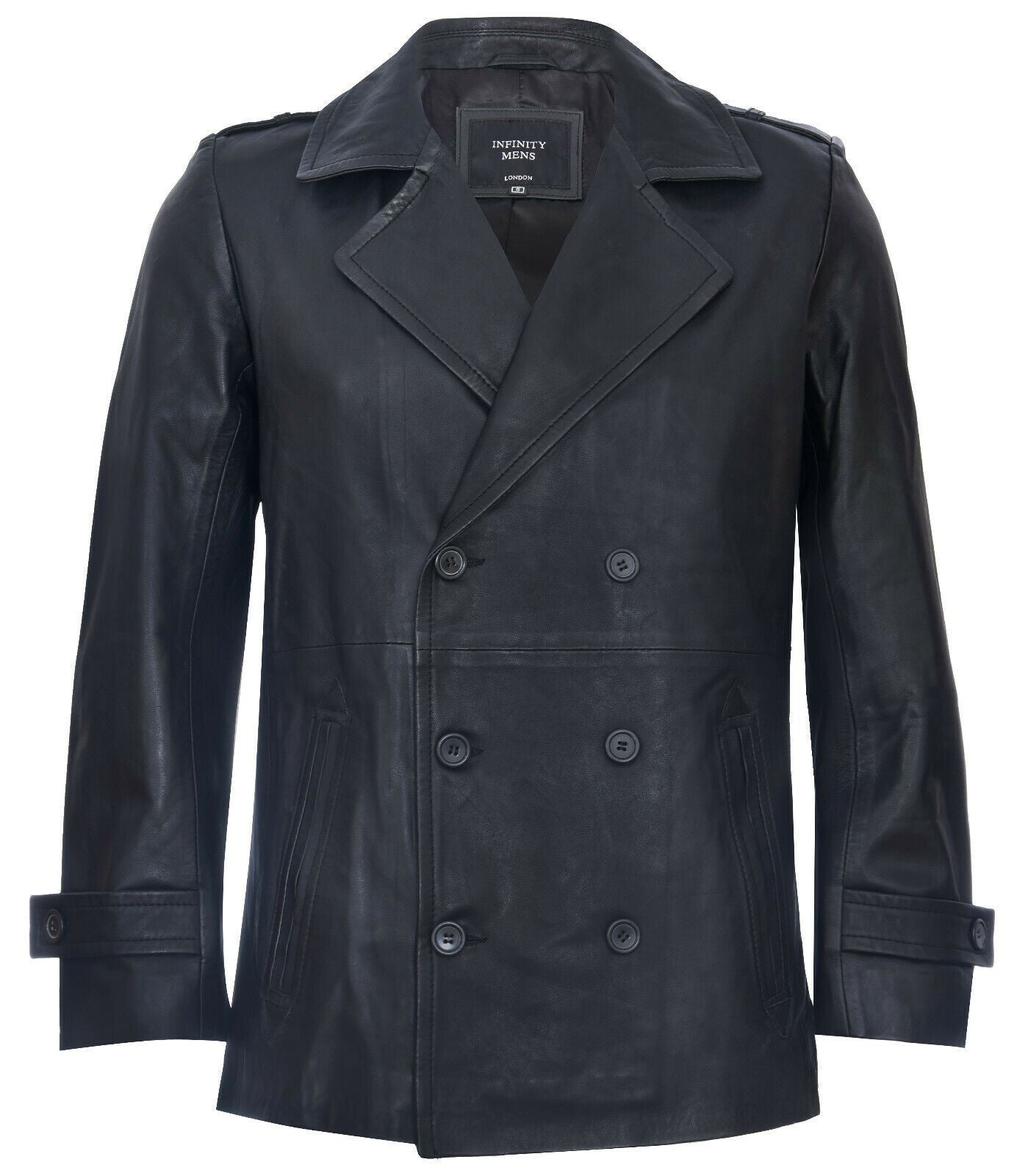Mens Leather Peacoat-Amara